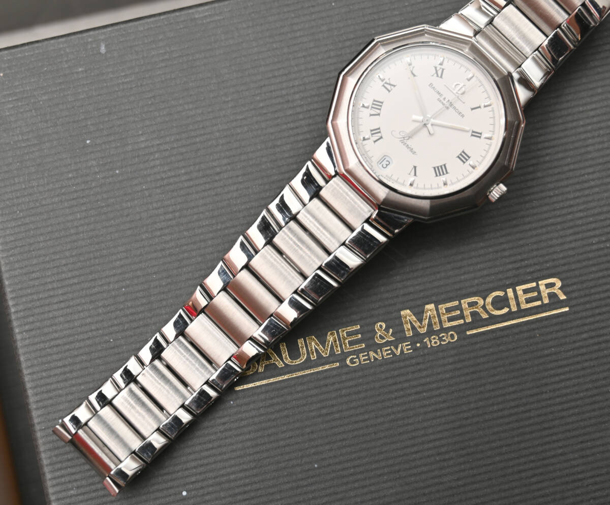 [ mainte / burnishing settled * ultimate beautiful goods ]BAUME & MERCIER Baume&Mercier riviera for man ( battery replaced ) inside size ~18.8cm[ nationwide free shipping / excepting remote island ]
