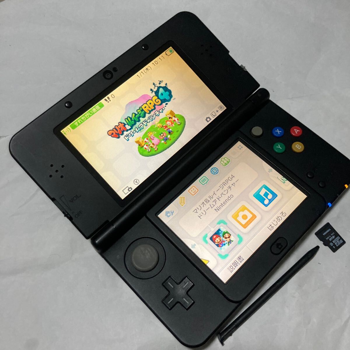送料無料 NEW ニンテンドー3DS 本体 ブラック きせかえプレート チェック ペン SDカード付 KTR-001 Nintendo3DS 3DS Newニンテンドー3DS _画像2