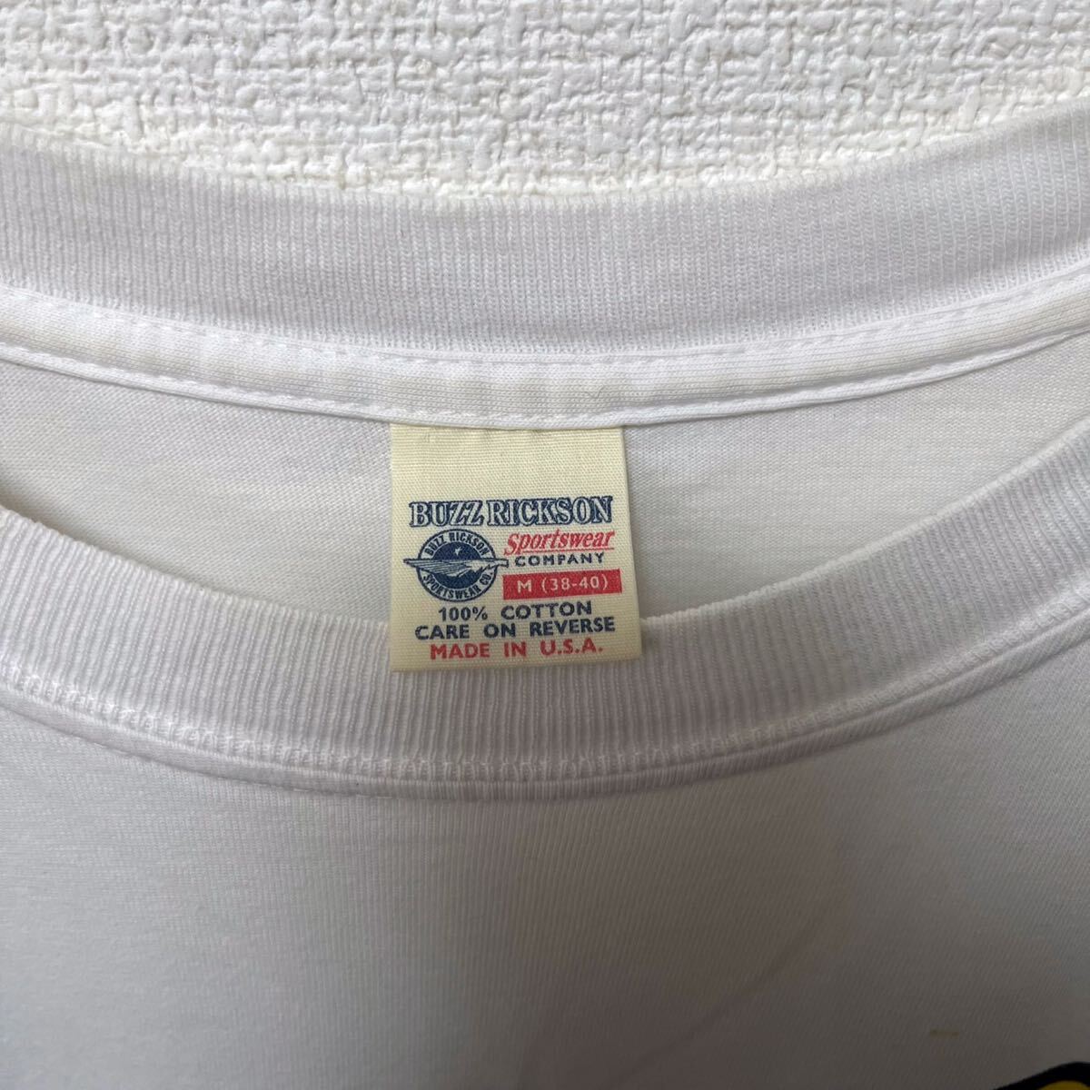 ビンテージ BUZZ RICKSON バズリクソンUSA製 ホワイト 古着 半袖 Tシャツ 白 Ｍサイズの画像4
