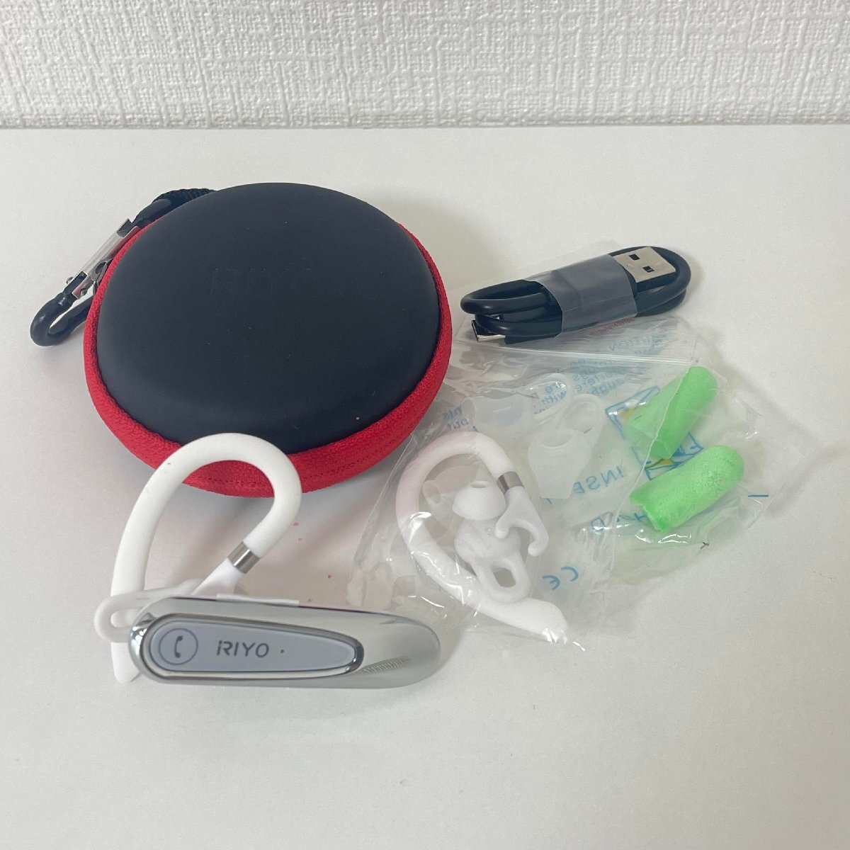 Bluetooth ヘッドセット 片耳 耳掛け式 ハンズフリー通話 Bluetooth5.0 CVC8.0 ホワイト AA0129_画像1