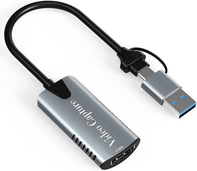【定形外発送】キャプチャーボード ビデオキャプチャー HDMI to USB/Type C (2in1) 小型 軽量 ゲーム キャプチャ デバイス 会議 DD0011_画像1