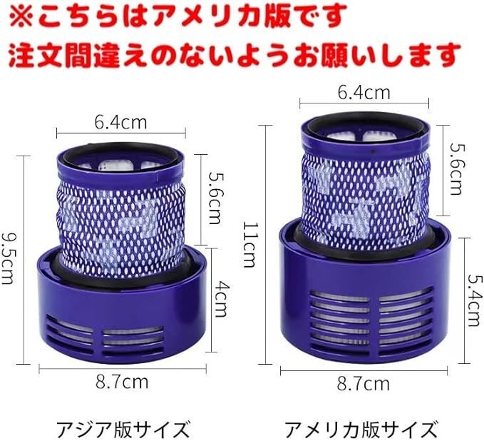 ダイソン 掃除機 Dyson 互換 交換用 V10 SV12 シリーズ 用 フィルター 互換品 洗濯 2個セット (アメリカ版) AA0134_画像2