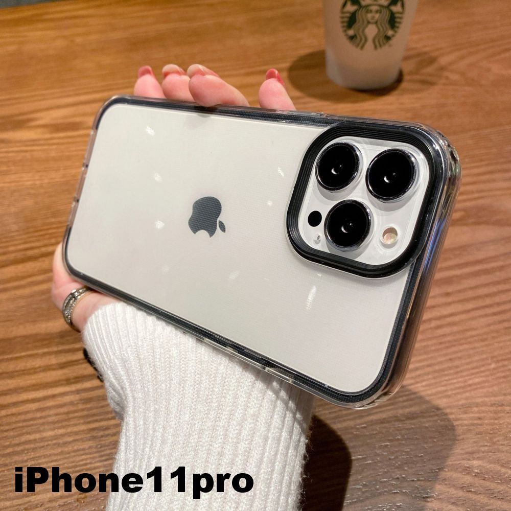 iphone11proケース カーバー TPU 可愛い　お洒落　韓国　ブラック　黒　軽量 ケース 耐衝撃846_画像1