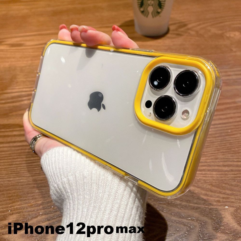 iphone12promaxケース カーバー TPU 可愛い　お洒落　韓国　イエロー　軽量 ケース 耐衝撃 654_画像1