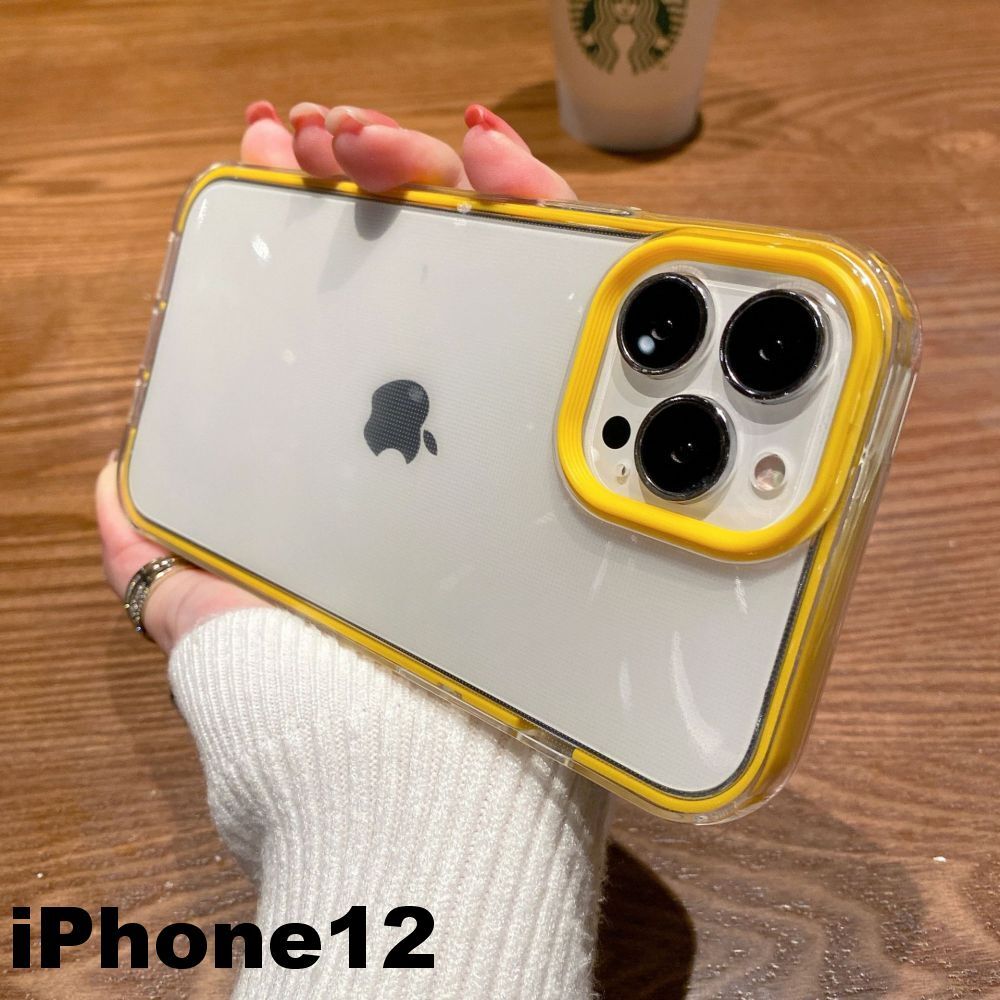 iphone12ケース カーバー TPU 可愛い　お洒落　韓国　イエロー　軽量 ケース 耐衝撃 652_画像1