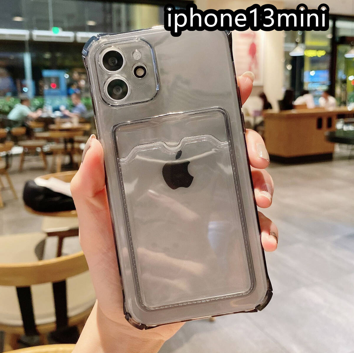 iphone13miniケース カーバー TPU 可愛　お洒落　韓国　　軽量 ケース 耐衝撃 透明　黒2_画像1