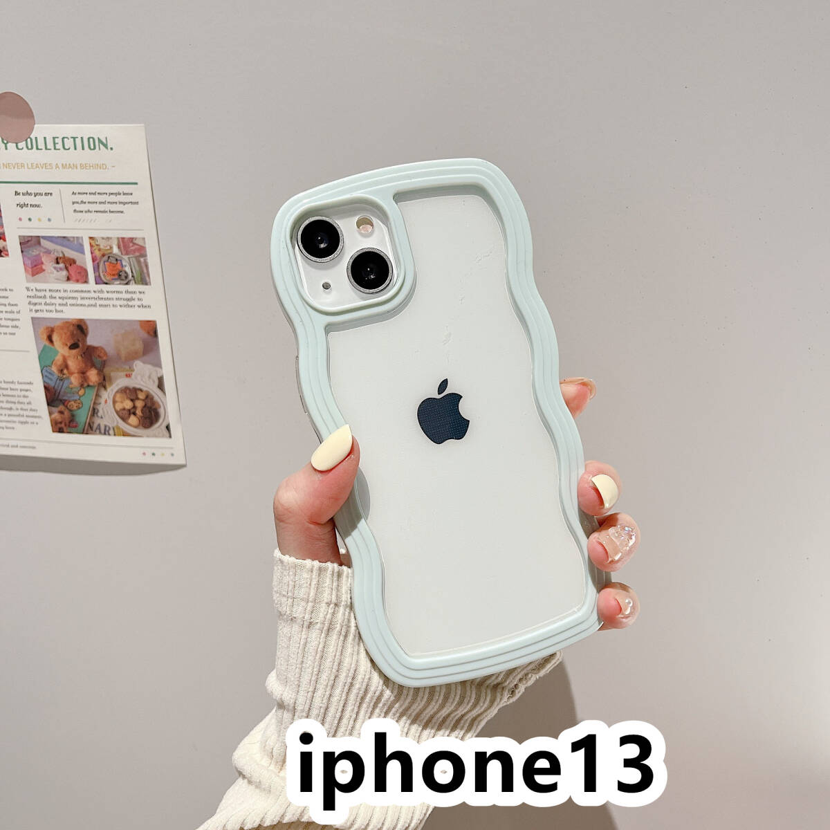 iphone13ケース カーバー TPU 可愛い　波型　　お洒落　軽量 ケース 耐衝撃高品質ライトブルー192_画像1