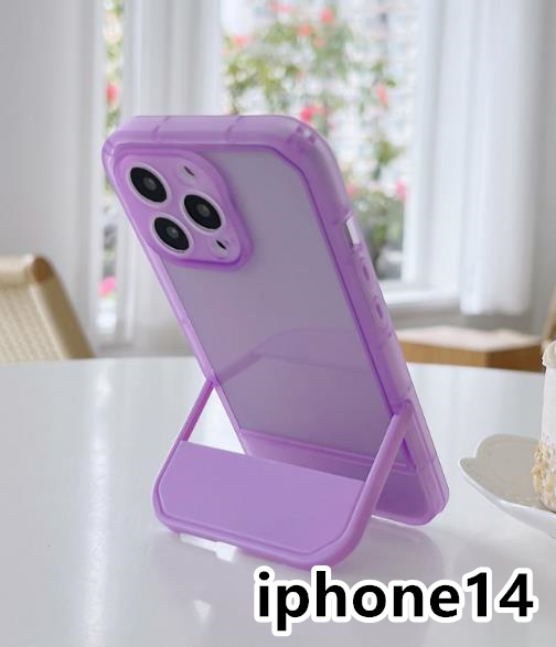 iphone14ケース カーバー スタンド付き　半透明　お洒落　韓国　軽量 ケース 耐衝撃 高品質 紫335_画像1