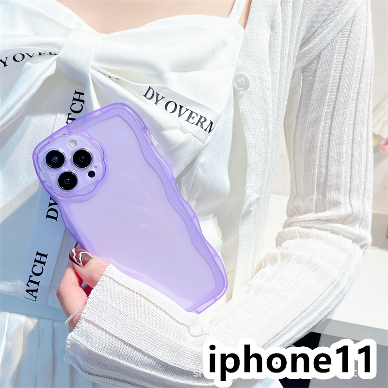 iphone11ケース カーバー TPU 可愛い　透明　波型花　お洒落　軽量 ケース 耐衝撃高品質紫249_画像1