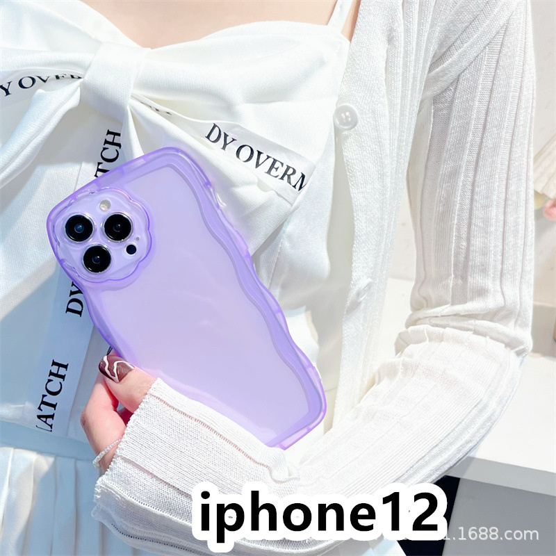 iphone12ケース カーバー TPU 可愛い　透明　波型花　お洒落　軽量 ケース 耐衝撃高品質紫67_画像1