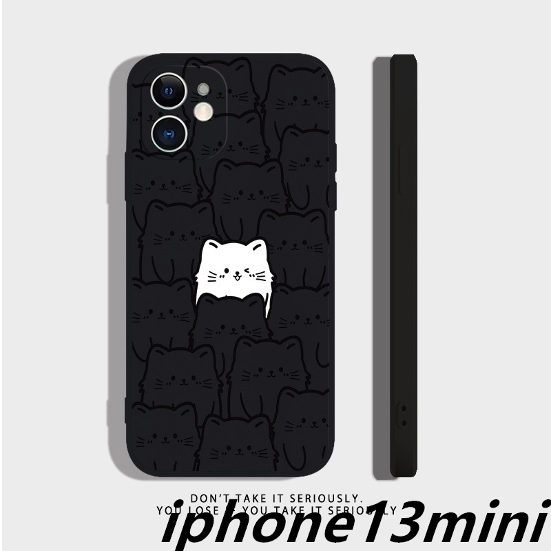 iphone13miniケース カーバー TPU かわいい　ねご　お洒落　　軽量 耐衝撃 　高質 ブラック_画像1