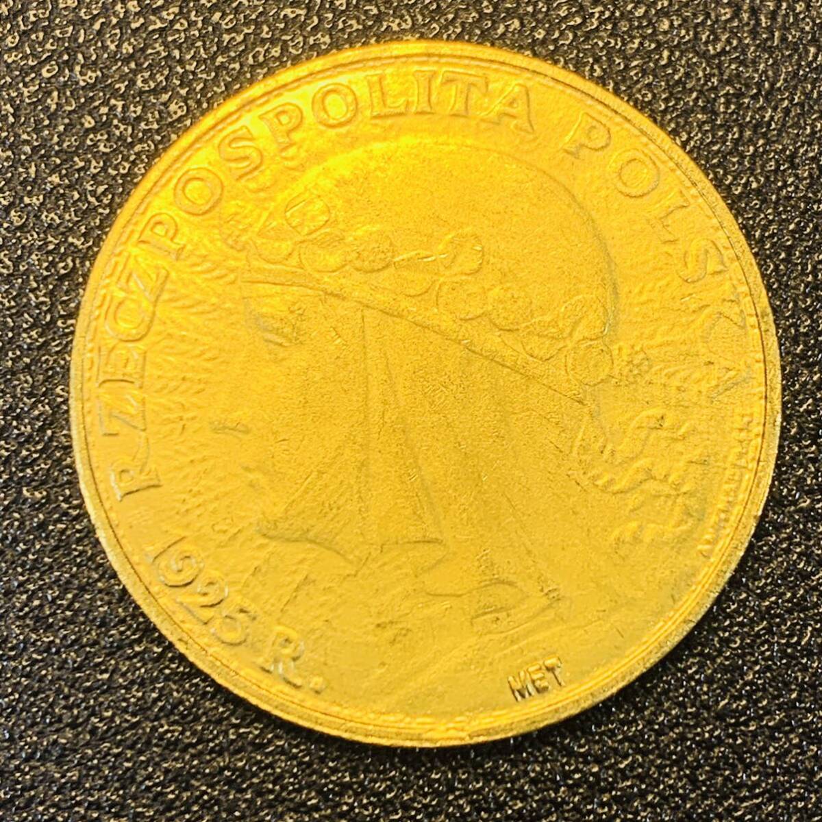 金貨 古銭 ポーランド 1925年 50ズウォティ 国章 鷲 クラウン 硬貨 コイン 大型の画像1