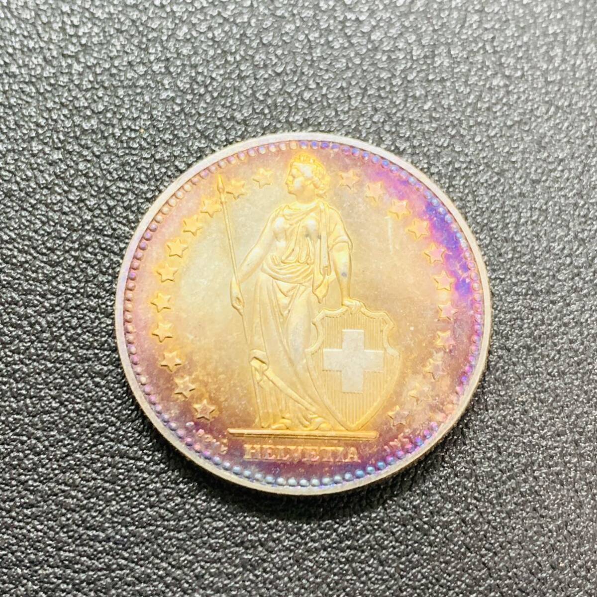 銀貨　古銭　1911年　スイス　ヘルヴェティア　国章　フラン　コイン　硬貨_画像1