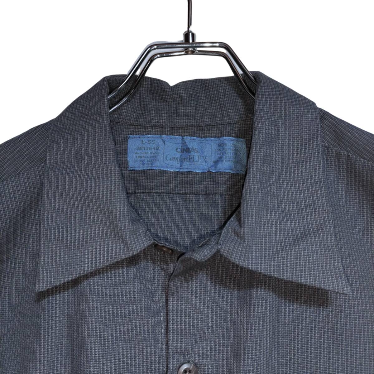 CiNTAS 半袖ワークシャツ size L グレー ゆうパケットポスト可 胸 ロゴ 刺繍 SUPERIOR FIBERS 古着 洗濯 プレス済 f33の画像2