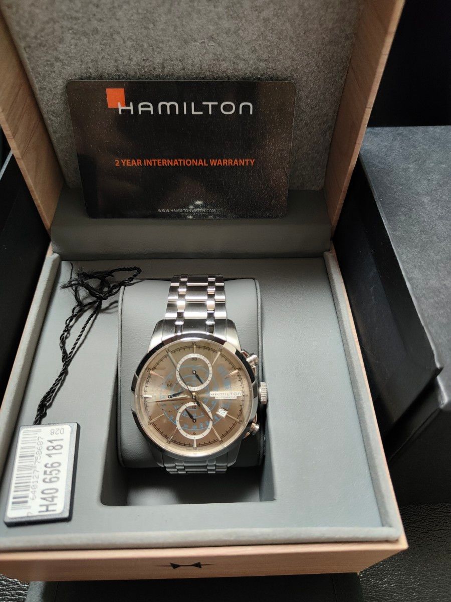 超美品　ハミルトン HAMILTON H406560 レイルロード クロノグラフ デイト 裏スケ 自動巻き メンズ