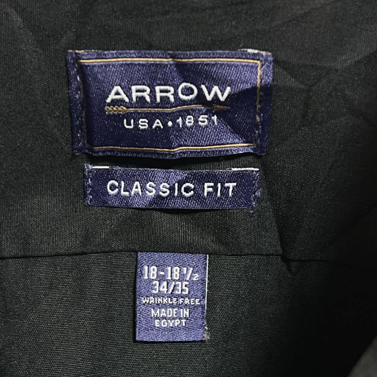 ARROW アロー　長袖シャツ シンプル無地 クラシックフィット　ブラック　ビッグサイズ18 1/2-34/35 オーバーサイズ_画像4