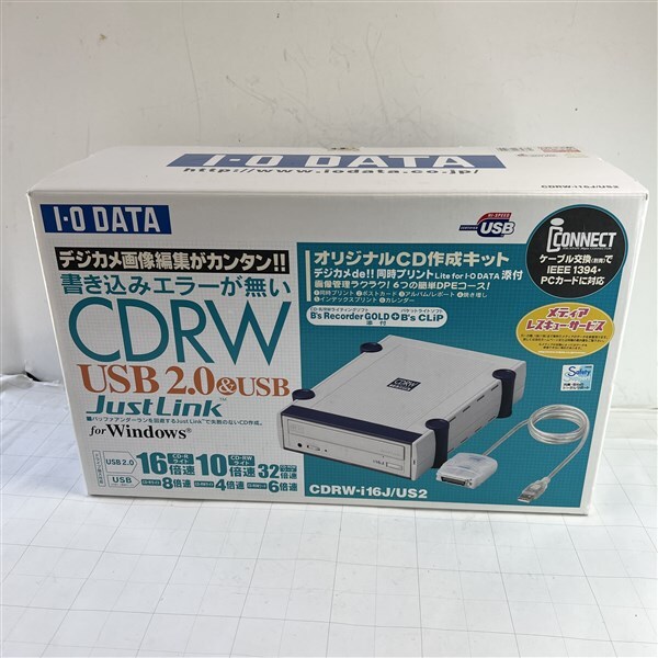 IO DATA　外付けCD-R/RWドライブ CDRW-i16J i・CONNECTケーブル無し_画像1