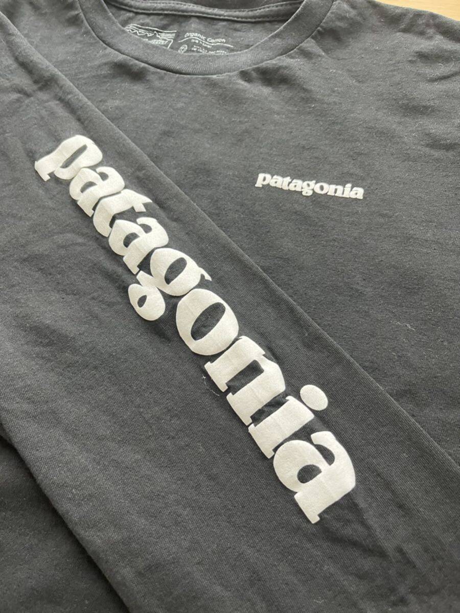 USA製 patagonia 長袖Tシャツ 袖ロゴ パタゴニア Lsize black ロンT_画像1