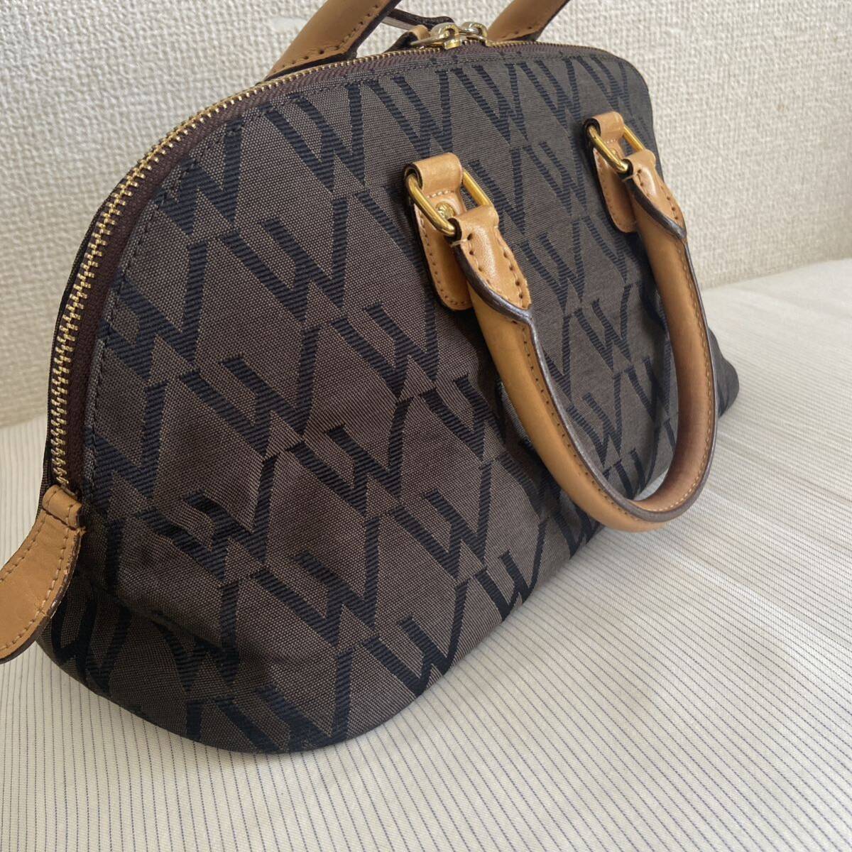 WAKO Wako handbag canvas leather Brown 