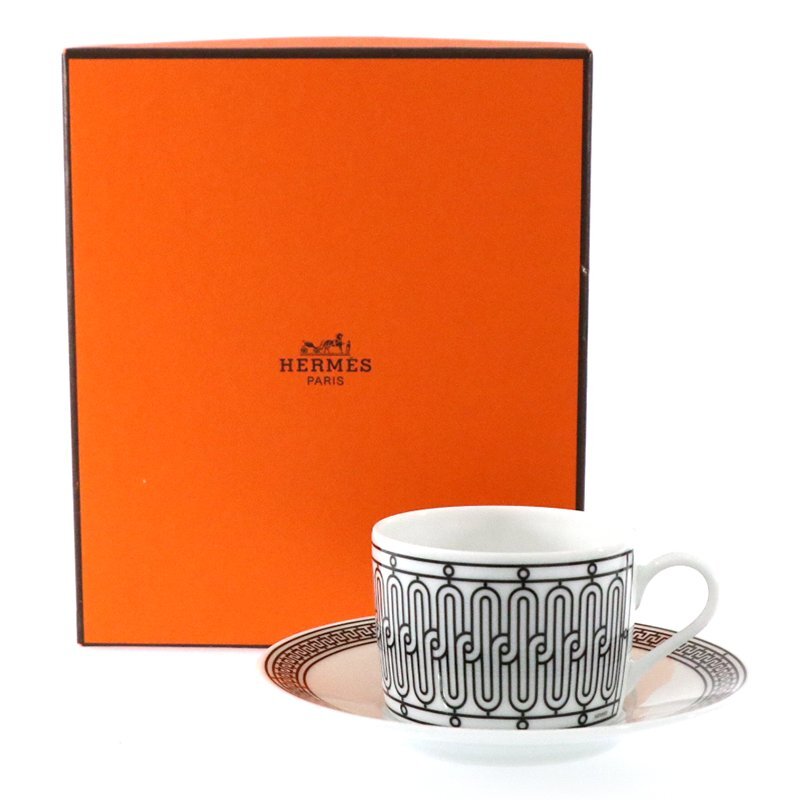 ◆ 未使用品 ◆ エルメス / HERMES ◆ H-DECO カップ＆ソーサー ◆ 1客 ホワイト Hデコ 食器 箱付 ◆