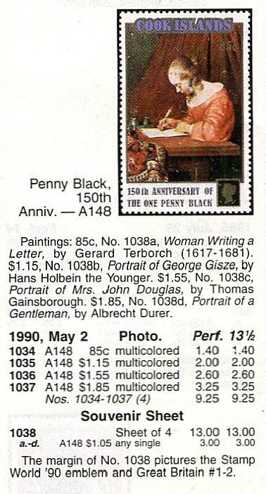 （クック島）1990年ブラックペニー発行150年４種完4枚ブロック、スコット評価37ドル（発送について、説明欄参照）_画像2