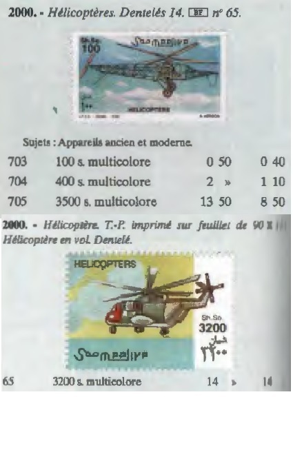 （ソマリア）2000年ヘリコプター3種完、YVert & Tellier評価16ユーロ（海外より発送、説明欄参照）_画像2