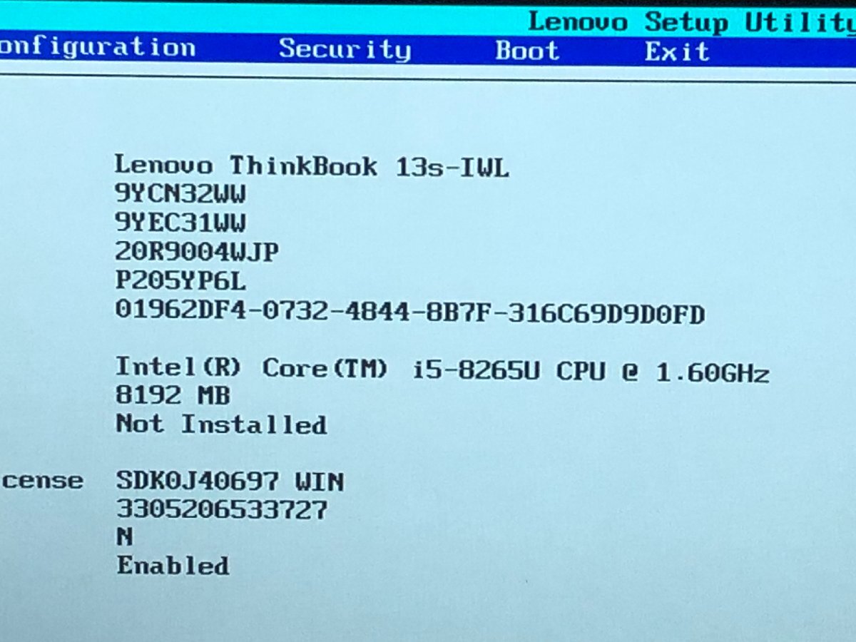 【ハード王】1円～/ノート/Lenovo ThinkBook 13s-IWL 20R9004WJP/Corei5-8265U/8GB/ストレージ無/7355-G22の画像3