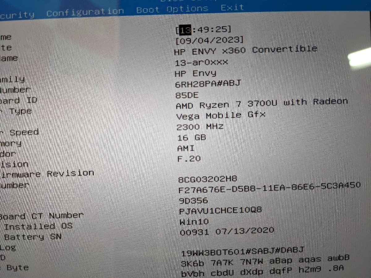 【ハード王】1円～HP ENVY x360 Convertible 13-ar0xxx/AMD Ryzen7 3700U/16GB/SSD512GB/バイオス確認済/2882-S_画像2