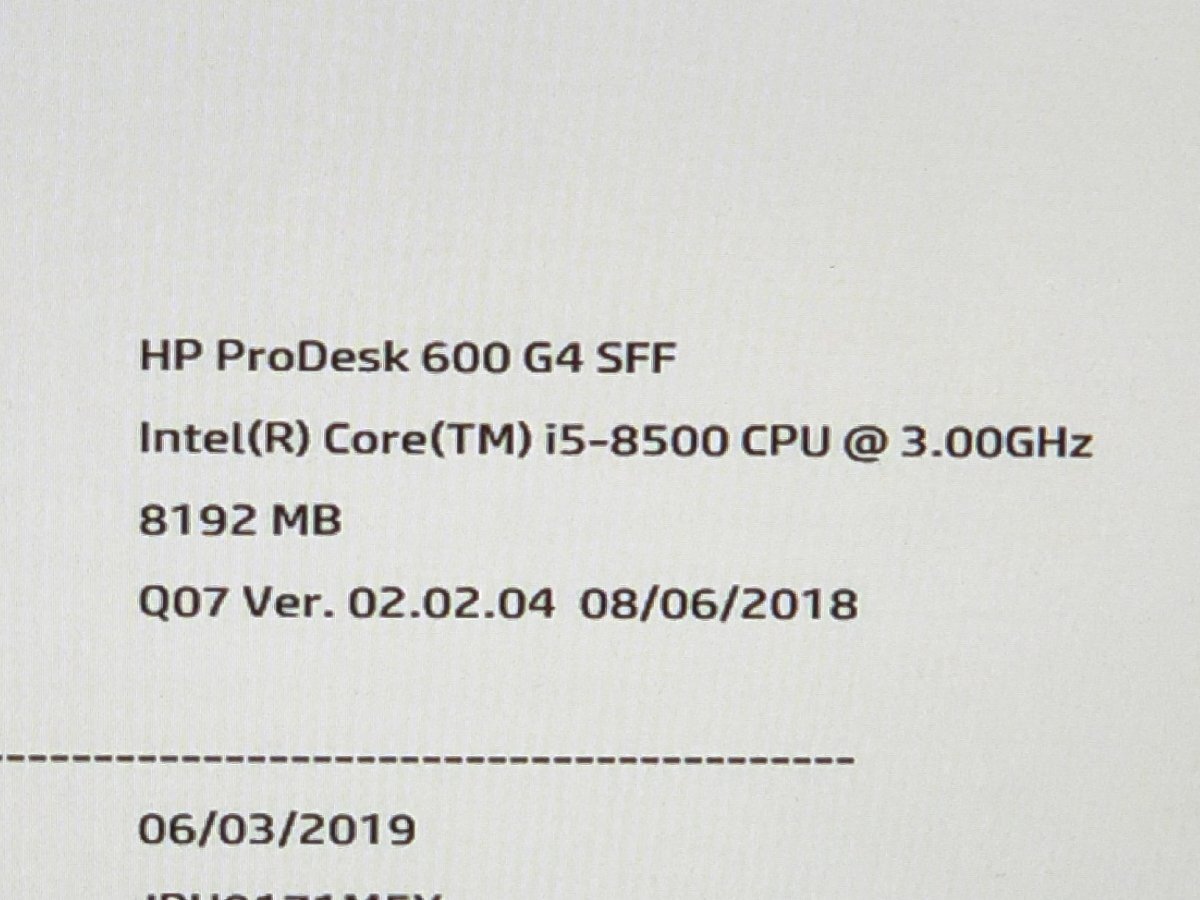 【ハード王】1円～/デスク/HP ProDesk600G4SFF/Corei5-8500/8GB/HDD無/11484-D4_画像2