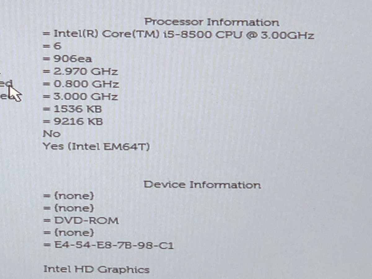 【ハード王】1円～/デスク/Dell Optiplex 3060/Corei5-8500/8GB/ストレージ無/11481-D4_画像2