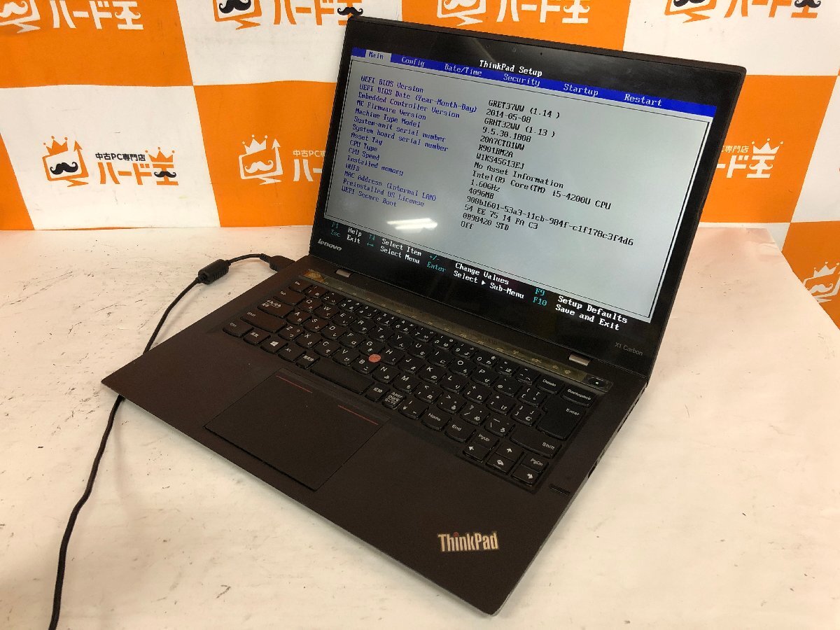 【ハード王】1円～/ノート/Lenovo ThinkPad X1 Carbon 20A7CT01WW/Corei5-4200U/4GB/ストレージ無/11000-H11_画像1