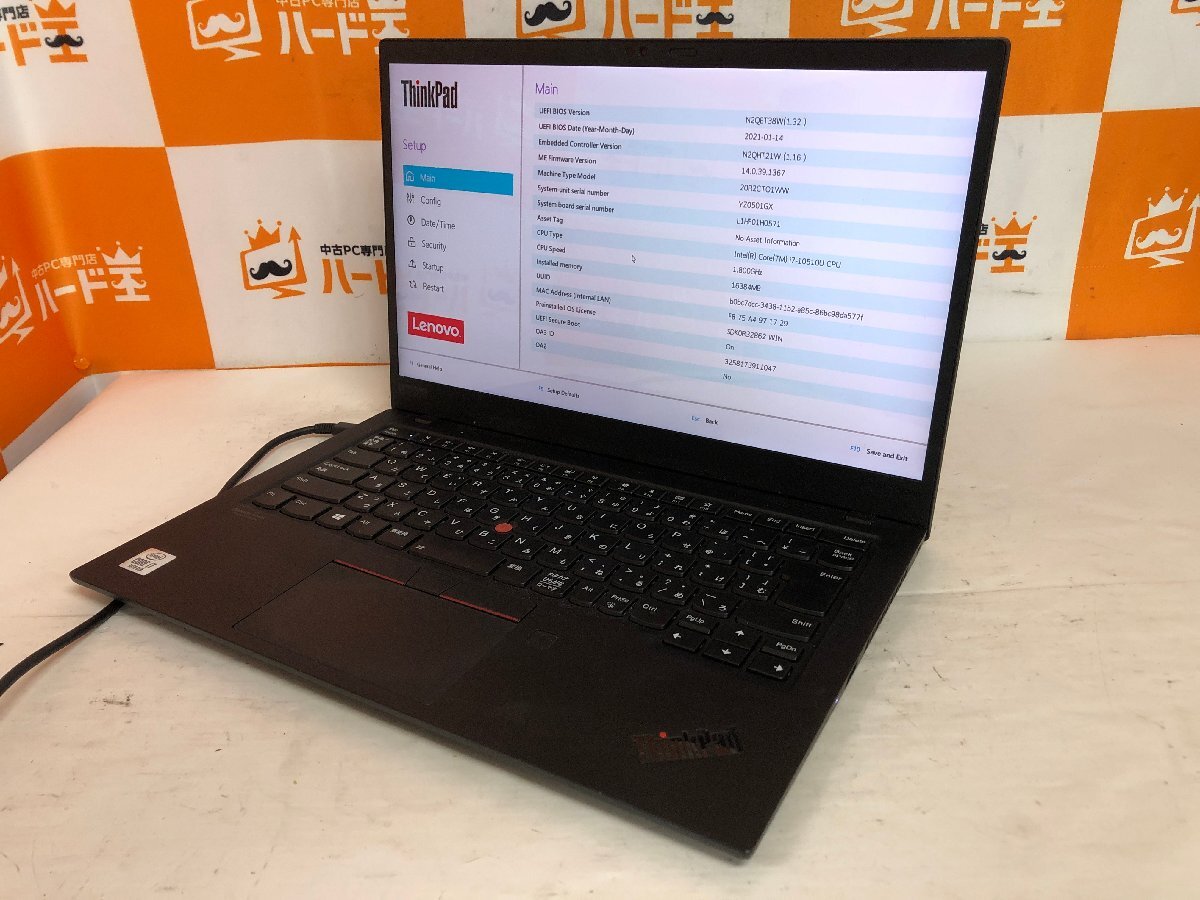 【ハード王】1円～/ノート/Lenovo ThinkPad X1 Carbon 20R2CTO1WW/Corei7-10510U/16GB/ストレージ無/11402-J21_画像1