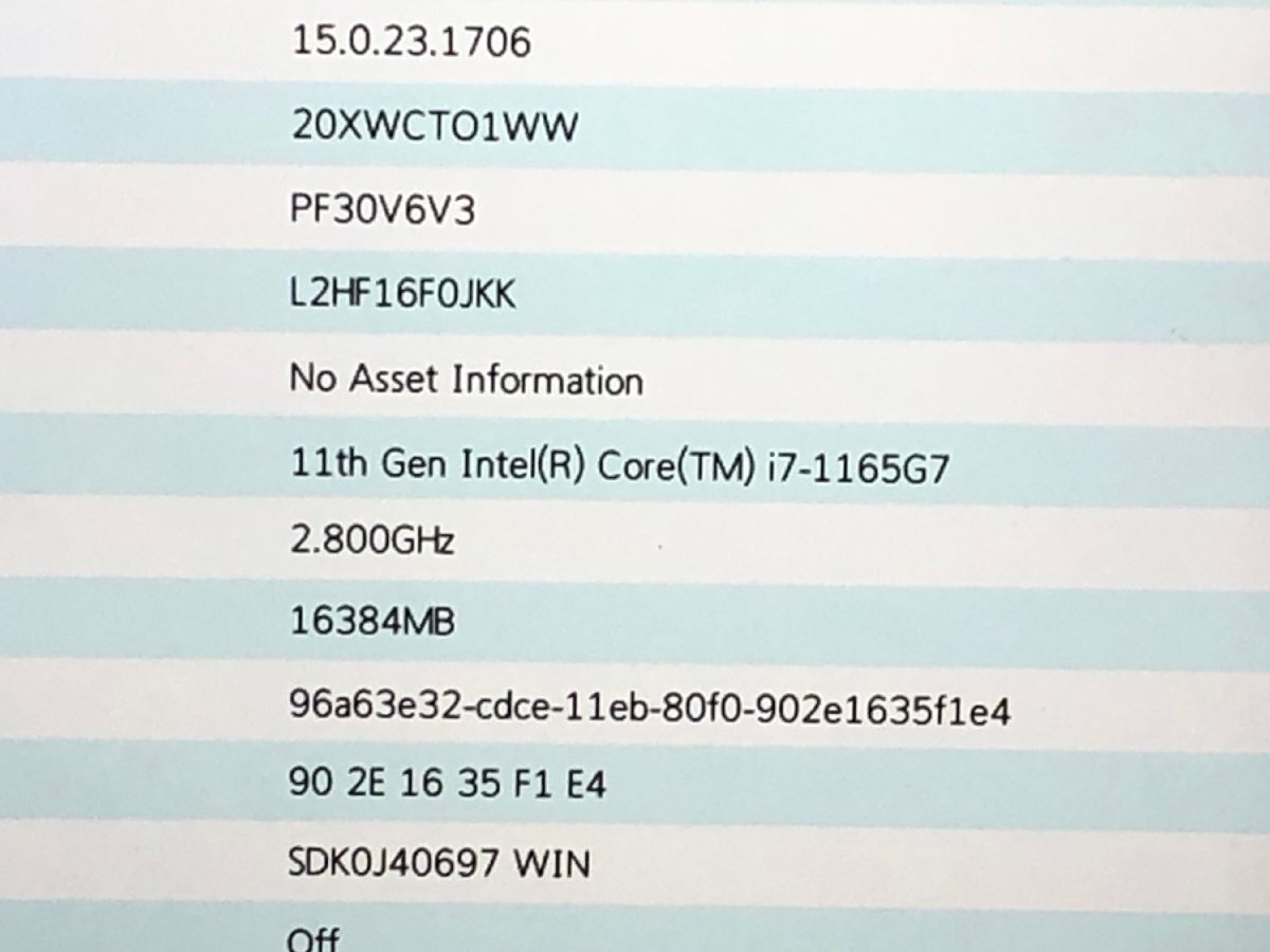 【ハード王】1円～/ノート/Lenovo ThinkPad X1 Carbon 20XWCTO1WW/Corei7-1165G7/16GB/ストレージ無/11405-J21_画像3