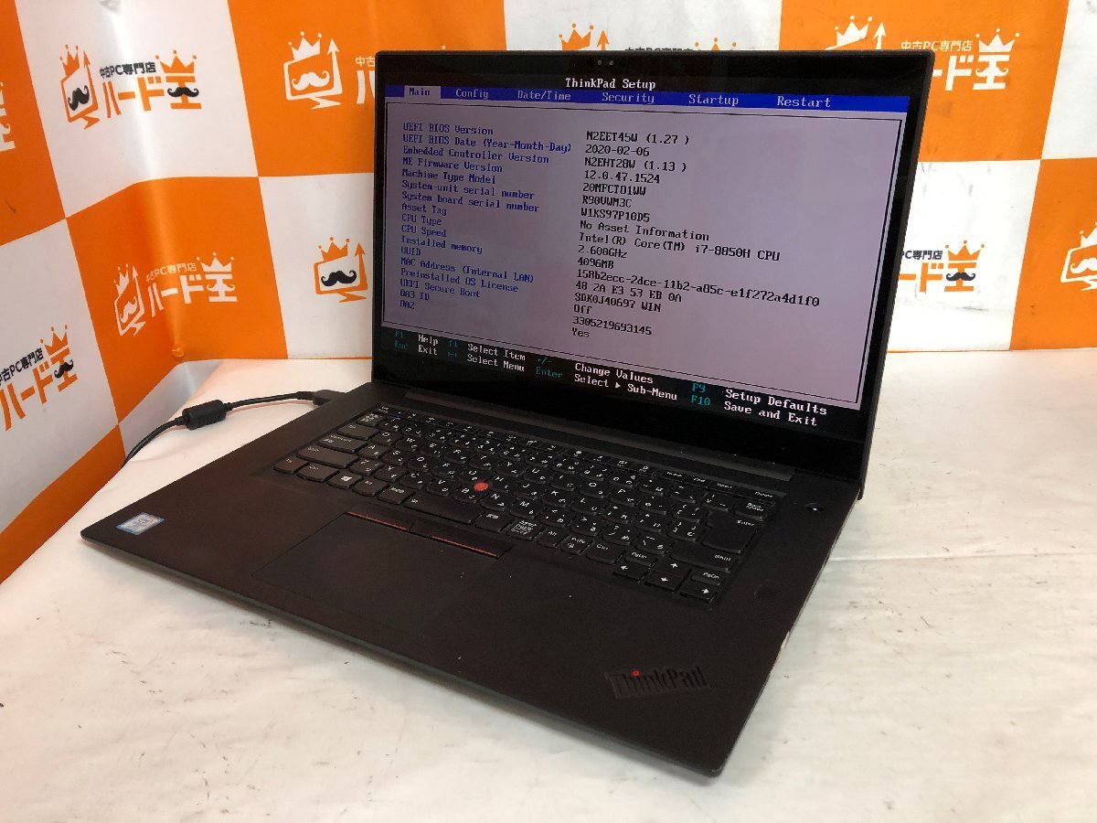 【ハード王】1円～/ノート/Lenovo ThinkPad X1 Extreme 20MFCTO1WW/Corei7-8850H/4GB/ストレージ無/11401-J21_画像1