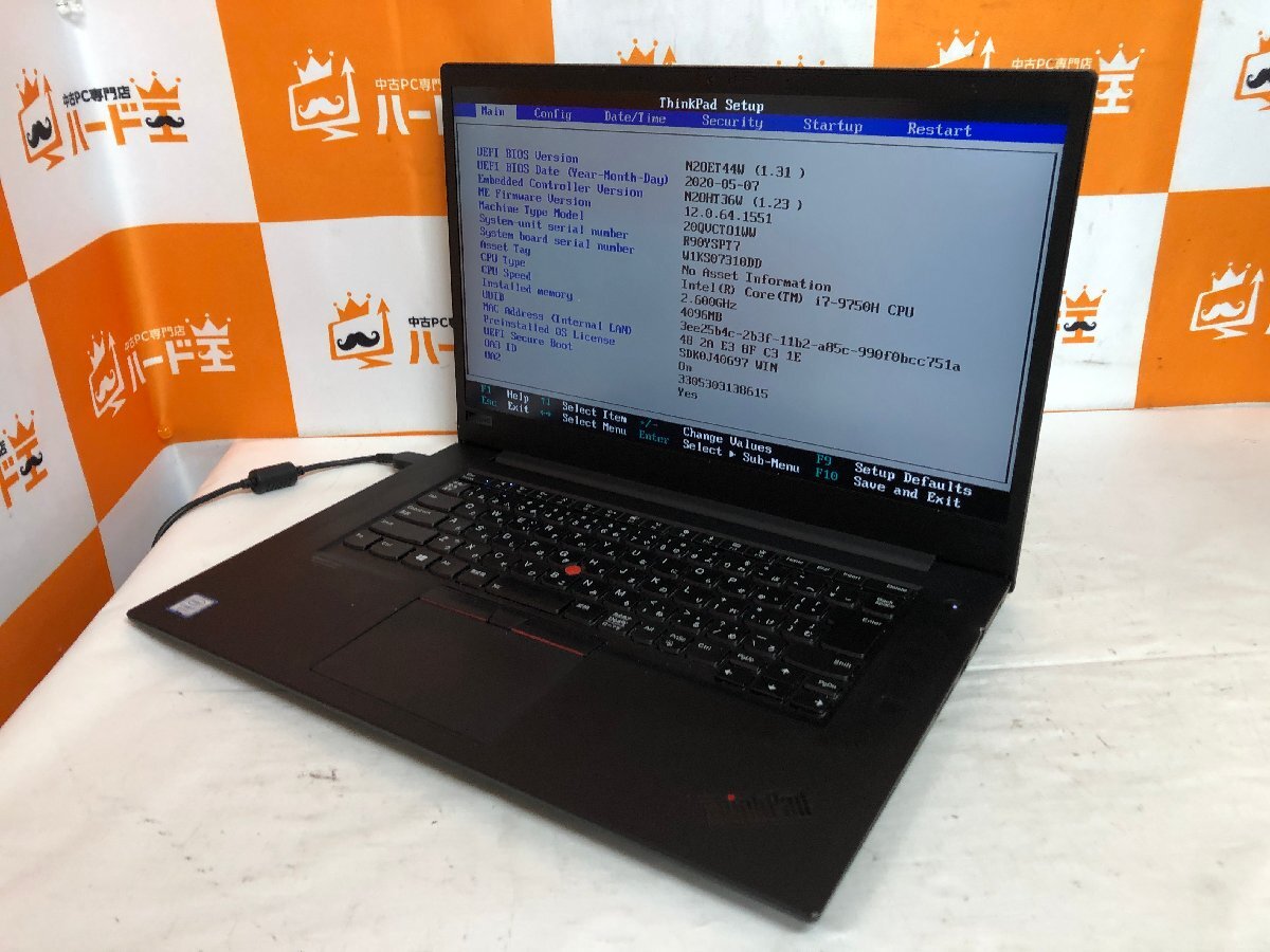【ハード王】1円～/ノート/Lenovo ThinkPad X1 Extreme 20QVCTO1WW/Corei7-9750H/4GB/ストレージ無/11399-J21_画像1