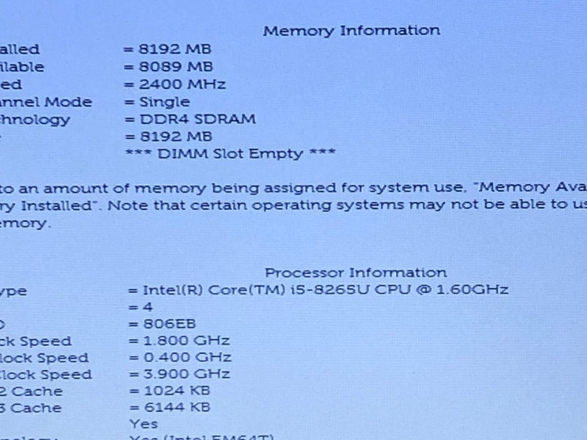 【ハード王】1円～/ノート/DELL Vostro3580/Corei5-8265U/8GB/ストレージ無/11551-G21_画像3