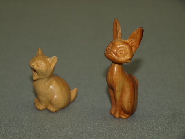 木彫り猫　置物　2匹1セット_画像3