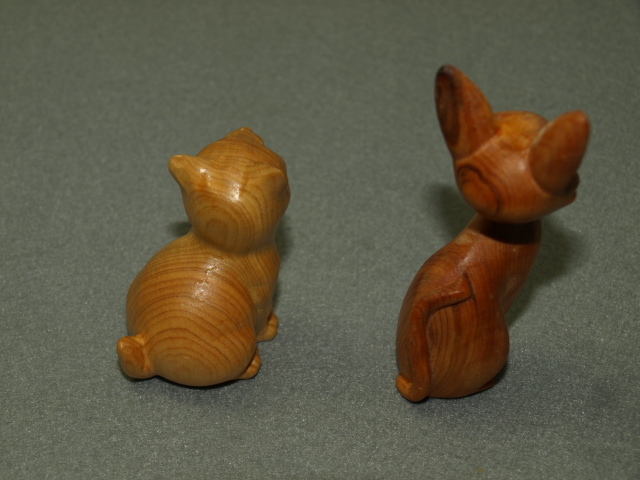 木彫り猫　置物　2匹1セット_画像5
