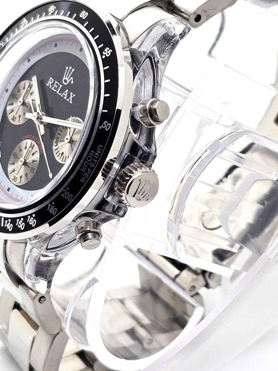 【即決特価】RELAX リラックス 王冠ロゴ D5-S ヴィンテージカスタム腕時計 世界で最も人気のポール・ニューマン腕時計 黒文字盤 世田谷_画像5
