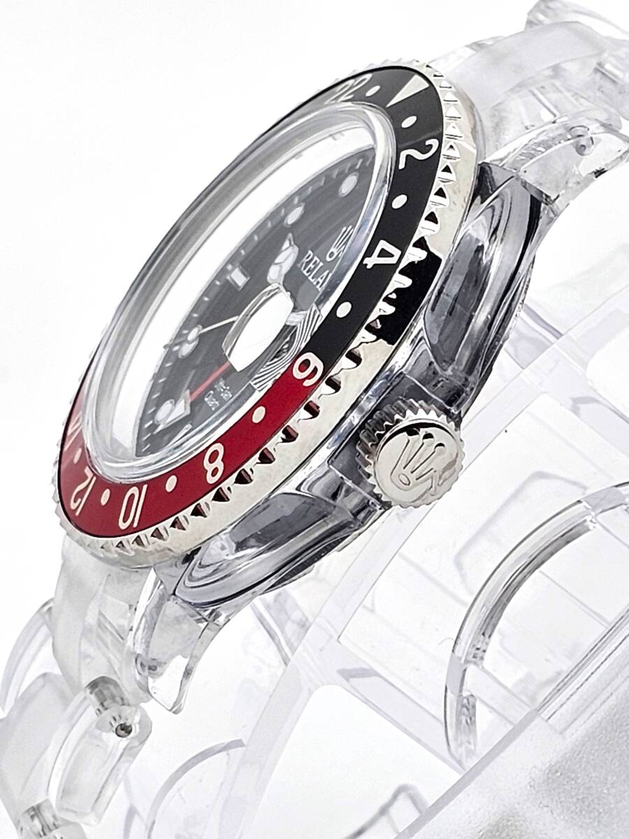 [ быстрое решение 4999 иен ]RELAX relax .. Logo GMT12 наручные часы GMT чёрный / красный 24H вращение оправа Setagaya основа Tokoro George новый товар 