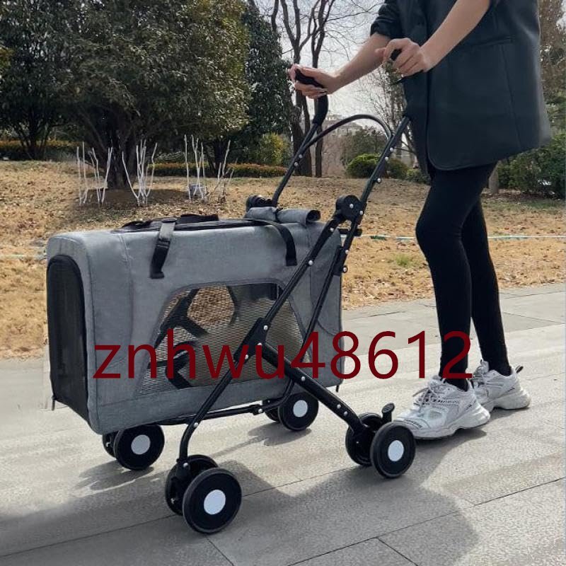 ペットカート 折り畳み 分離式 2WAY 耐荷重30KG 犬猫兼用 犬 カー ト 小型犬 軽量 前輪360°回転 後輪ブレーキ付き (ピンク)_画像5