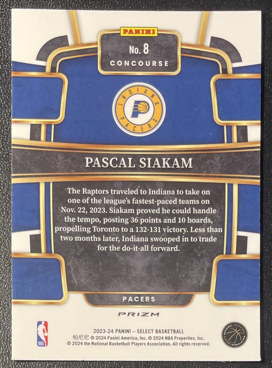 Pascal Siakam 2023-24 Select Blue Ice Prizm Pacers Panini NBA_画像2