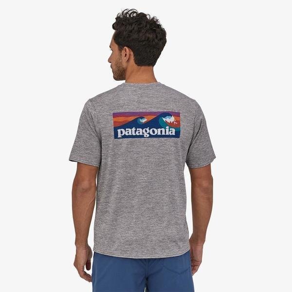 1000円スタート パタゴニア patagonia Tシャツ 半袖 丸首 背中イラスト 文字ロゴ コットン 男女兼用 XS-3XL サイズ選択可能 グレー TT179_画像1