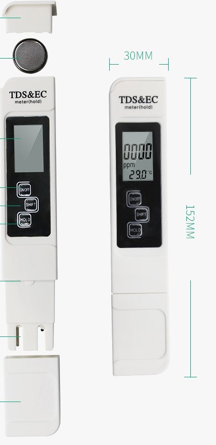  water quality tester TDS EC meter measurement range 0-9990us/cm water quality measuring instrument 
