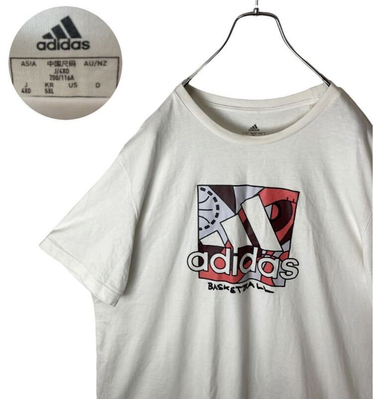 グッドデザイン古着！adidas×バスケットボール ビッグサイズホワイトTシャツ_画像10