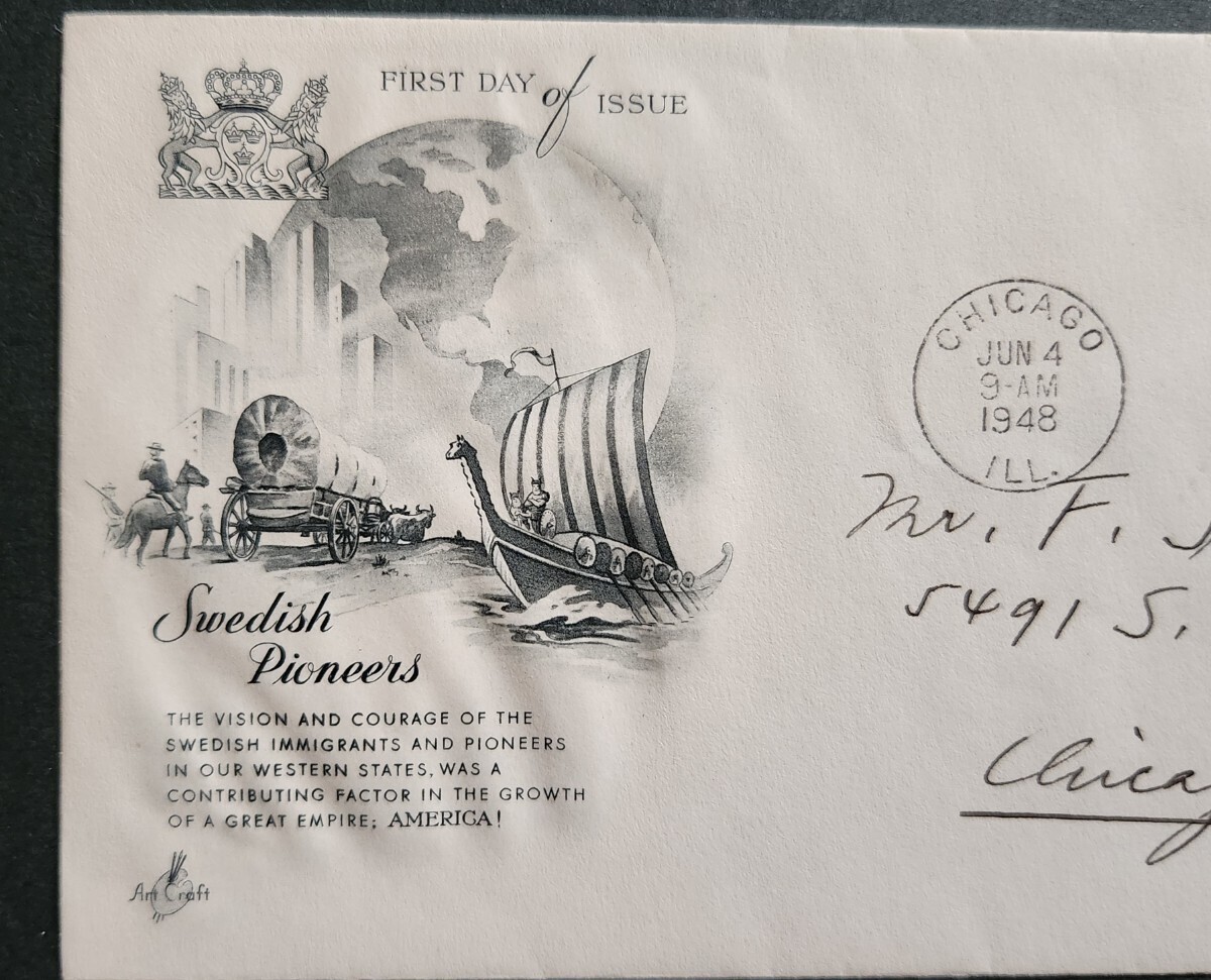 [FDC] America 1948 year [ Sweden ..100 year ] First Day Cover ②