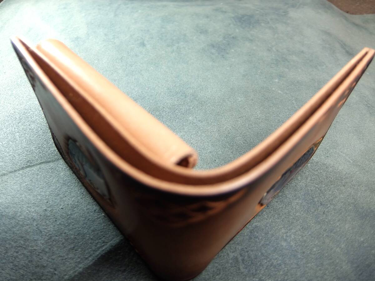 ★１円スタート 本革・レザークラフト へらぶなの折財布の画像2
