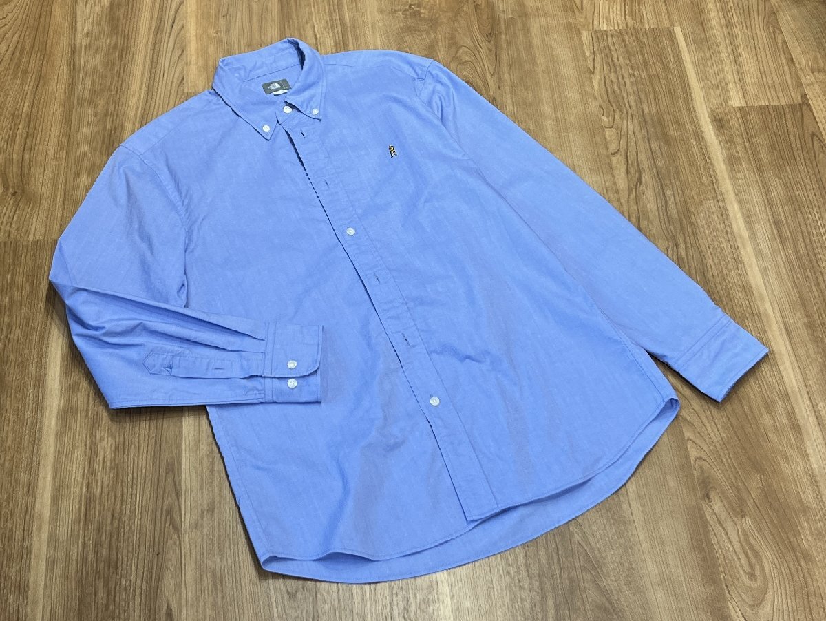 極美品 ノースフェイス ロングスリーブ ヒムリッジシャツ Lサイズ メンズ ブルー系 NR11955 長袖シャツ ワンポイント 質屋の質セブン あ‐6
