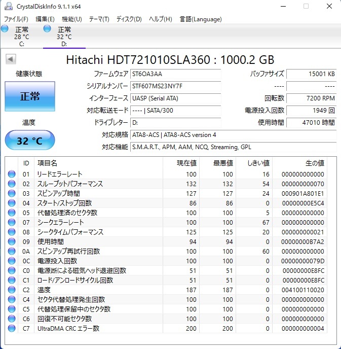★ HITACHI 1台 WD 3台 1.0TB SATA HDD 計4台セット ★_画像3