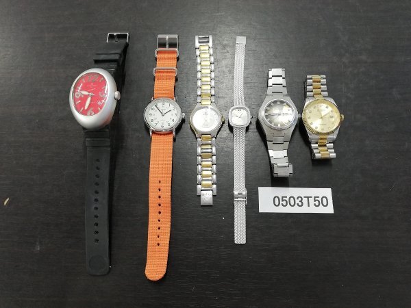 0503T50　腕時計　ジャンク品　おまとめ6点　ELGIN　TECHNOS　など_画像1